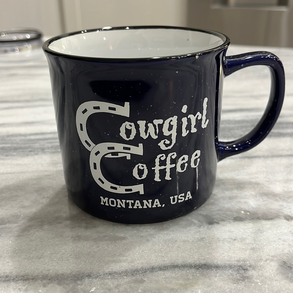 Blue Camping Mug - CowGirl Coffee Montana